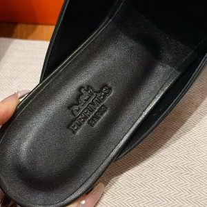 Hermes Oz Mule Women Calfskin Natura Lizard Sliver Kelly Buckle Noir Ombre H241243Z 02350 - Image 6