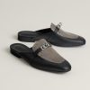 Hermes Oz Mule Women Calfskin Natura Lizard Sliver Kelly Buckle Noir Ombre H241243Z 02350