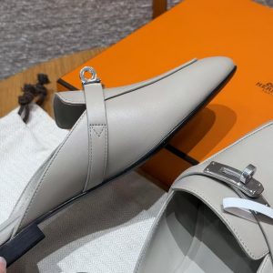 Hermes Oz Mule Women Calfskin Sliver Kelly Buckle Beige Nomade H232120Z 32365 - Image 5