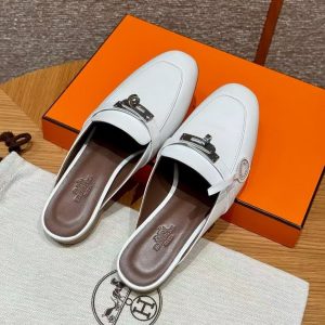 Alternative view of Hermes Oz Mule Women Calfskin Sliver Kelly Buckle Blanc H212296Z 02340