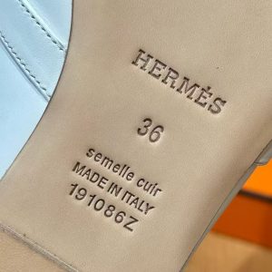 Hermes Oz Mule Women Calfskin Sliver Kelly Buckle Blanc H212296Z 02340 - Image 10