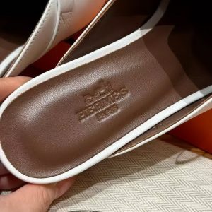 Hermes Oz Mule Women Calfskin Sliver Kelly Buckle Blanc H212296Z 02340 - Image 9