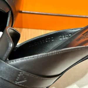 Hermes Oz Mule Women Calfskin Sliver Kelly Buckle Noir H212295Z 01340 - Image 11