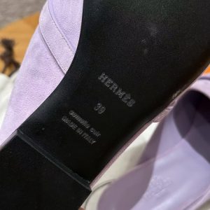 Hermes Oz Mule Women Suede Goatskin Gold Kelly Buckle Violet Glycine H241066Z VY355 - Image 9