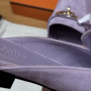Hermes Oz Mule Women Suede Goatskin Gold Kelly Buckle Violet Glycine H241066Z VY355 - Image 3