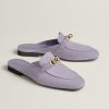 Hermes Oz Mule Women Suede Goatskin Gold Kelly Buckle Violet Glycine H241066Z VY355