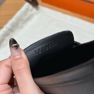 Hermes Paris Loafer Women Calfskin Natura Lizard Sliver Buckle Noir Ombre H232189Z 02355 - Image 11