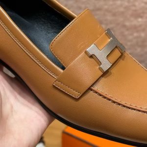 Hermes Paris Loafer Women Goatskin Sliver Buckle Naturel H172108Z A3360 - Image 10