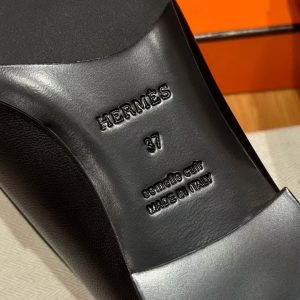 Hermes Paris Loafer Women Goatskin Sliver Buckle Noir H201199Z 01340 - Image 8