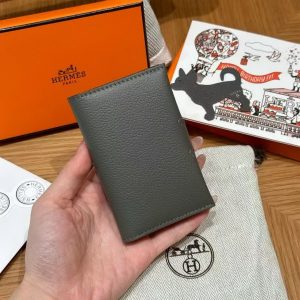 Alternative view of Hermes R.M.S. Card Holder Handmade In Evecolor Calfskin Leather Enamel Fittings Hardware 0L Gris Meyer