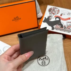 Hermes R.M.S. Card Holder Handmade In Evecolor Calfskin Leather Enamel Fittings Hardware 0L Gris Meyer - Image 14