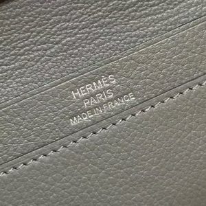 Hermes R.M.S. Card Holder Handmade In Evecolor Calfskin Leather Enamel Fittings Hardware 0L Gris Meyer - Image 7