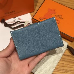 Alternative view of Hermes R.M.S. Card Holder Handmade In Evecolor Calfskin Leather Enamel Fittings Hardware 75 Bleu Jean