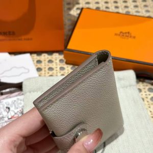 Hermes R.M.S. Card Holder Handmade In Evecolor Calfskin Leather Enamel Fittings Hardware 8L Beton - Image 13