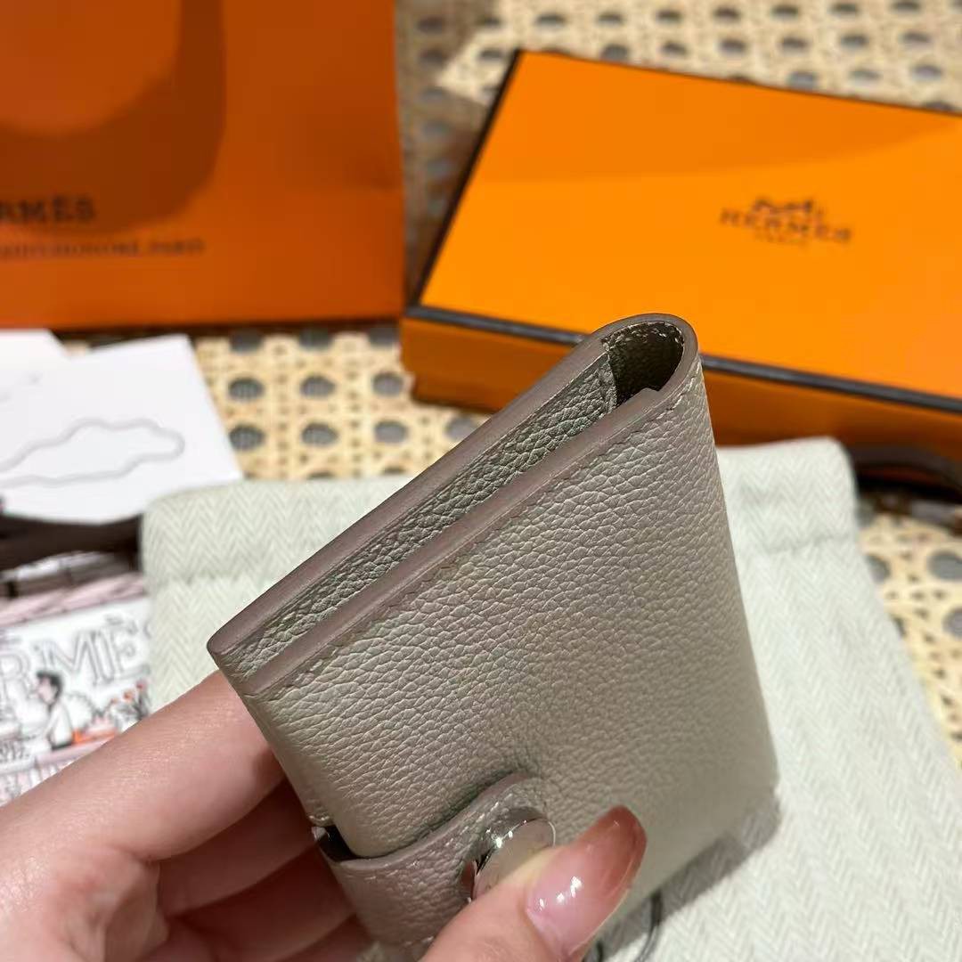 Hermes R.M.S. Card Holder Handmade In Evecolor Calfskin Leather Enamel Fittings Hardware 8L Beton - Image 13
