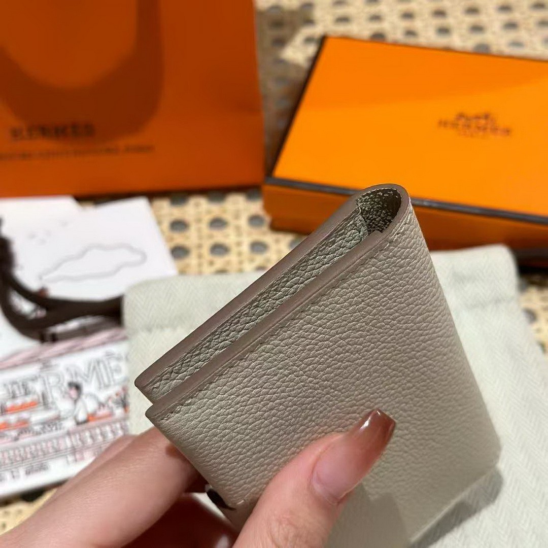 Hermes R.M.S. Card Holder Handmade In Evecolor Calfskin Leather Enamel Fittings Hardware 8L Beton - Image 12