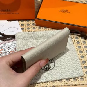 Hermes R.M.S. Card Holder Handmade In Evecolor Calfskin Leather Enamel Fittings Hardware 8L Beton - Image 11