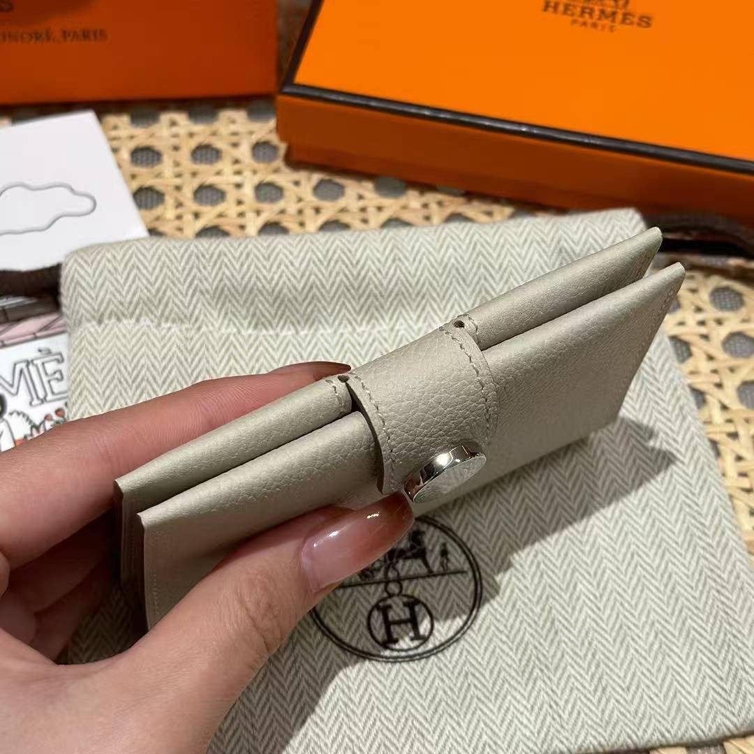 Hermes R.M.S. Card Holder Handmade In Evecolor Calfskin Leather Enamel Fittings Hardware 8L Beton - Image 10