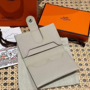 Hermes R.M.S. Card Holder Handmade In Evecolor Calfskin Leather Enamel Fittings Hardware 8L Beton - Image 9