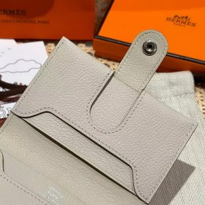 Hermes R.M.S. Card Holder Handmade In Evecolor Calfskin Leather Enamel Fittings Hardware 8L Beton - Image 8