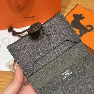 Hermes R.M.S. Card Holder Handmade In Evecolor Calfskin Leather Enamel Fittings Hardware 8p Blomb - Image 9