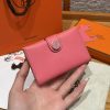 Hermes R.M.S. Card Holder Handmade In Evecolor Calfskin Leather Enamel Fittings Hardware U5 Rose Lipstick