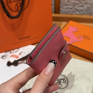 Alternative view of Hermes R.M.S. Card Holder Handmade In Evecolor Calfskin Leather Enamel Fittings Hardware U5 Rose Lipstick