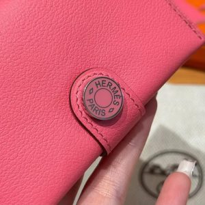 Hermes R.M.S. Card Holder Handmade In Evecolor Calfskin Leather Enamel Fittings Hardware U5 Rose Lipstick - Image 9