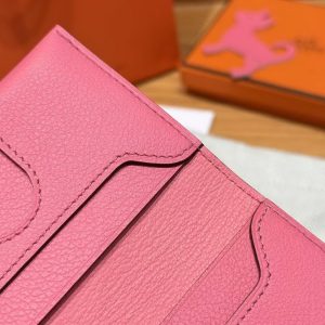 Hermes R.M.S. Card Holder Handmade In Evecolor Calfskin Leather Enamel Fittings Hardware U5 Rose Lipstick - Image 5