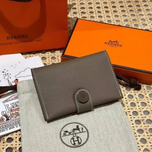 Hermes R.M.S. Card Holder Handmade In Evecolor Calfskin Leather Enamel Fittings Hardware ck18 Etoupe Grey