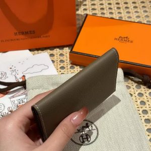 Hermes R.M.S. Card Holder Handmade In Evecolor Calfskin Leather Enamel Fittings Hardware ck18 Etoupe Grey - Image 9