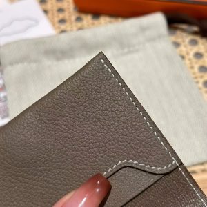Hermes R.M.S. Card Holder Handmade In Evecolor Calfskin Leather Enamel Fittings Hardware ck18 Etoupe Grey - Image 4