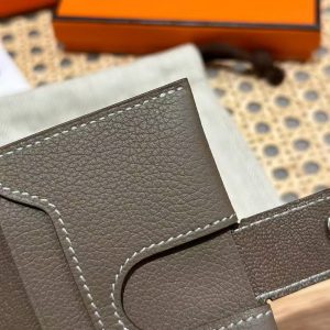 Hermes R.M.S. Card Holder Handmade In Evecolor Calfskin Leather Enamel Fittings Hardware ck18 Etoupe Grey - Image 3
