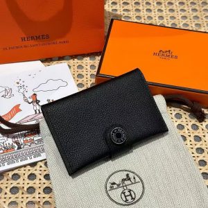 Hermes R.M.S. Card Holder Handmade In Evecolor Calfskin Leather Enamel Fittings Hardware ck89 Black