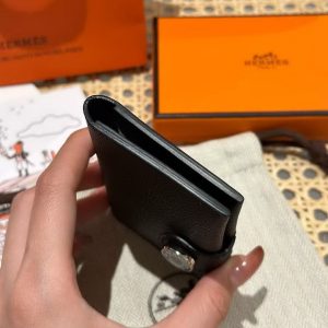 Hermes R.M.S. Card Holder Handmade In Evecolor Calfskin Leather Enamel Fittings Hardware ck89 Black - Image 12
