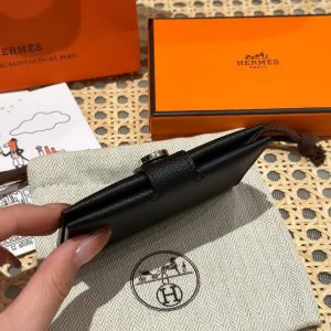 Hermes R.M.S. Card Holder Handmade In Evecolor Calfskin Leather Enamel Fittings Hardware ck89 Black - Image 11