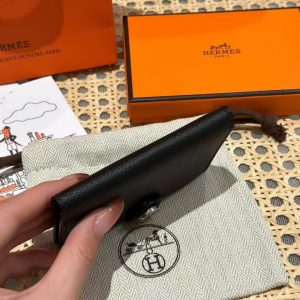Hermes R.M.S. Card Holder Handmade In Evecolor Calfskin Leather Enamel Fittings Hardware ck89 Black - Image 10