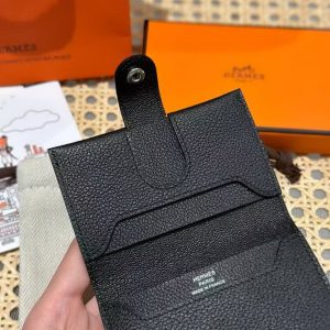 Hermes R.M.S. Card Holder Handmade In Evecolor Calfskin Leather Enamel Fittings Hardware ck89 Black - Image 8