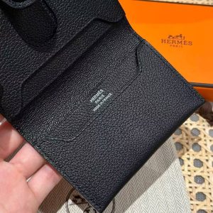 Hermes R.M.S. Card Holder Handmade In Evecolor Calfskin Leather Enamel Fittings Hardware ck89 Black - Image 7