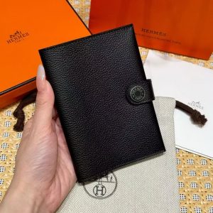 Hermes R.M.S. Passport Holder Handmade In Evecolor Calfskin Leather Enamel Fittings Hardware 89 Black