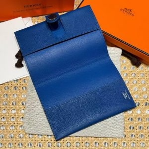 Hermes R.M.S. Passport Holder Handmade In Evecolor Calfskin Leather Enamel Fittings Hardware 71 Bleu France - Image 6