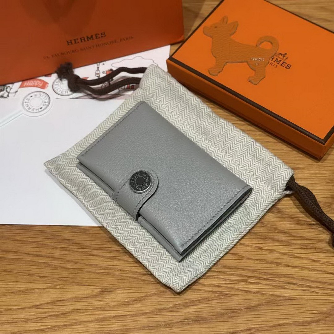 Hermes R.M.S. Card Holder Handmade In Evecolor Calfskin Leather Enamel Fittings Hardware 8U Blue Glacier 85 Ardoise - Image 10