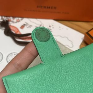 Hermes R.M.S. Card Holder Handmade In Evecolor Calfskin Leather Enamel Fittings Hardware 9D Jaune Ambre 0T Vert Comics - Image 5