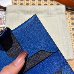 Hermes R.M.S. Card Holder Handmade In Evecolor Calfskin Leather Enamel Fittings Hardware 71 Bleu France 2Z Blue Nuit - Image 4