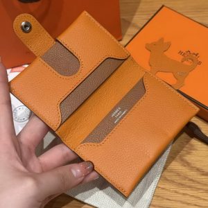 Hermes R.M.S. Card Holder Handmade In Evecolor Calfskin Leather Enamel Fittings Hardware i9 Apricot 37 Gold - Image 11