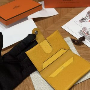 Hermes R.M.S. Card Holder Handmade In Evecolor Calfskin Leather Enamel Fittings Hardware 9D Jaune Ambre 9O Jaune Naples - Image 10