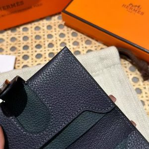 Hermes R.M.S. Card Holder Handmade In Evecolor Calfskin Leather Enamel Fittings Hardware 2Z Blue Nuit 1T Vert Titine - Image 4