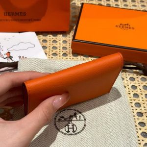 Hermes R.M.S. Card Holder Handmade In Evecolor Calfskin Leather Enamel Fittings Hardware 93 Orange 9J Feu Orange - Image 10