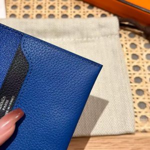 Hermes R.M.S. Card Holder Handmade In Evecolor Calfskin Leather Enamel Fittings Hardware 71 Bleu France 2Z Blue Nuit - Image 3
