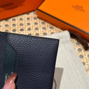 Hermes R.M.S. Card Holder Handmade In Evecolor Calfskin Leather Enamel Fittings Hardware 2Z Blue Nuit 1T Vert Titine - Image 3